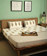 Olive Grace Hand Block Print Bedsheet + Cushion Cover + Dohar